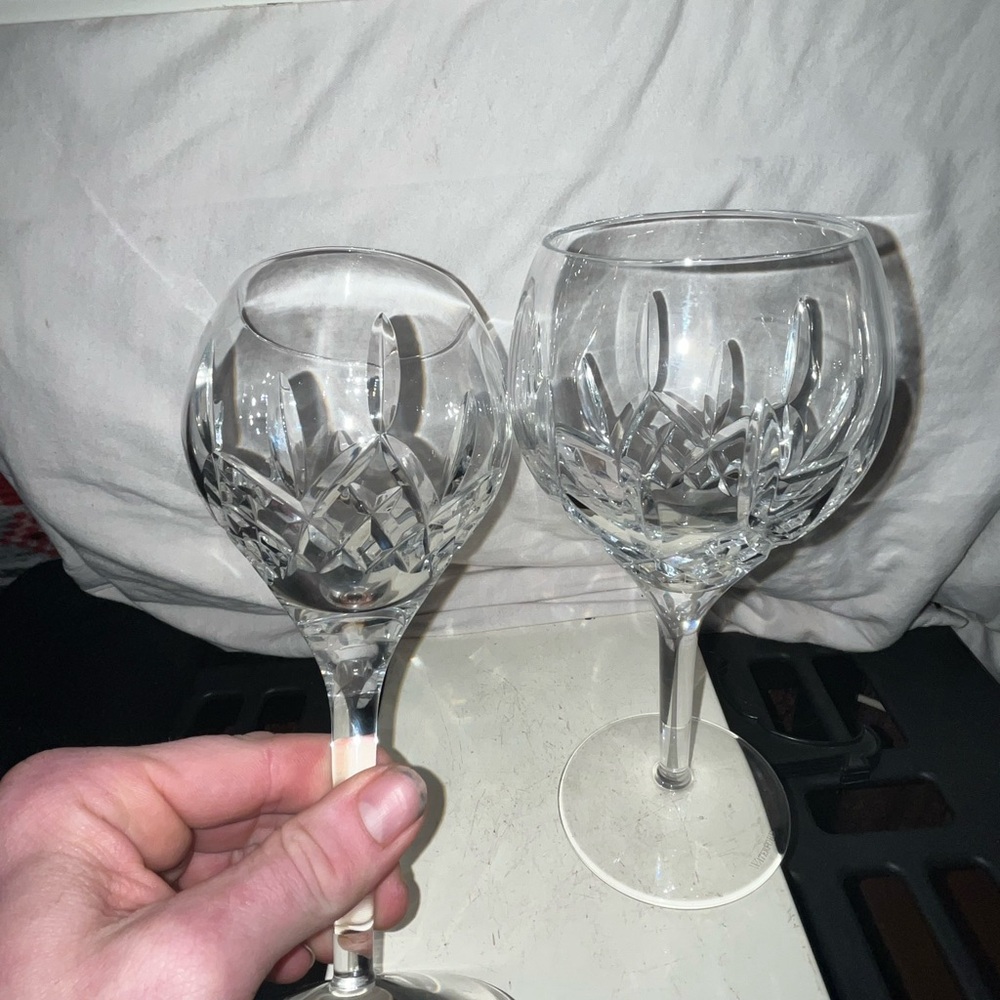 Set of 2 Waterford Lismore Grand Balloon Wine Goblets - 7.6" Tall Ireland - Picture 5 of 7